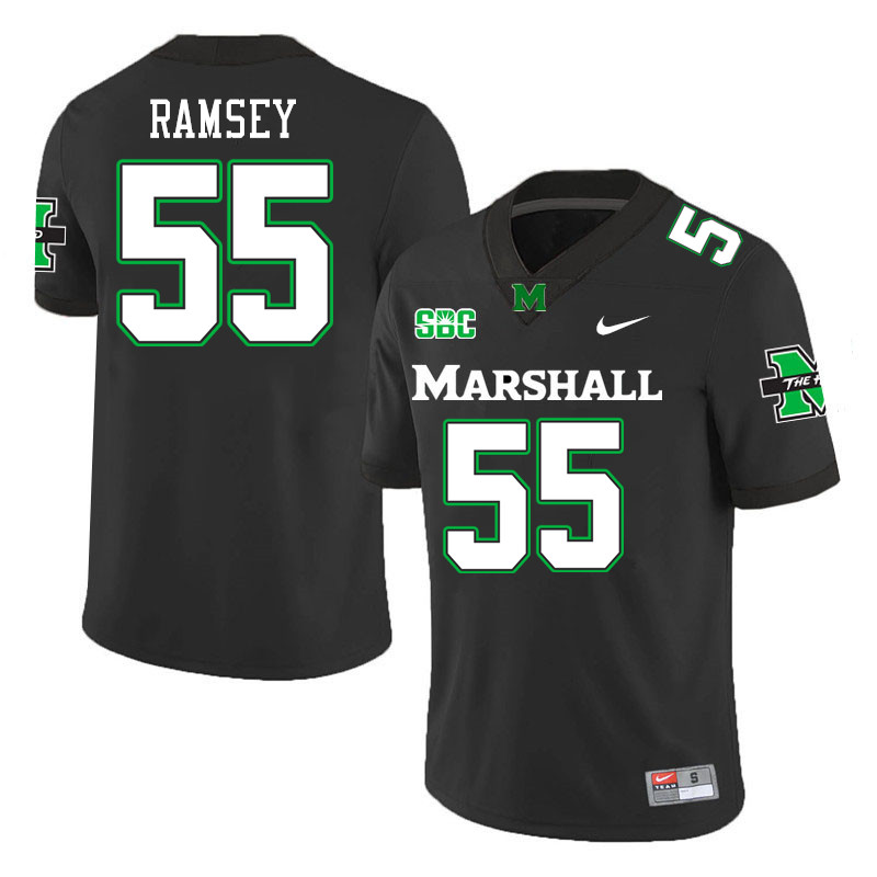 Men #55 Bryce Ramsey Marshall Thundering Herd SBC Conference College Football Jerseys Stitched-Black